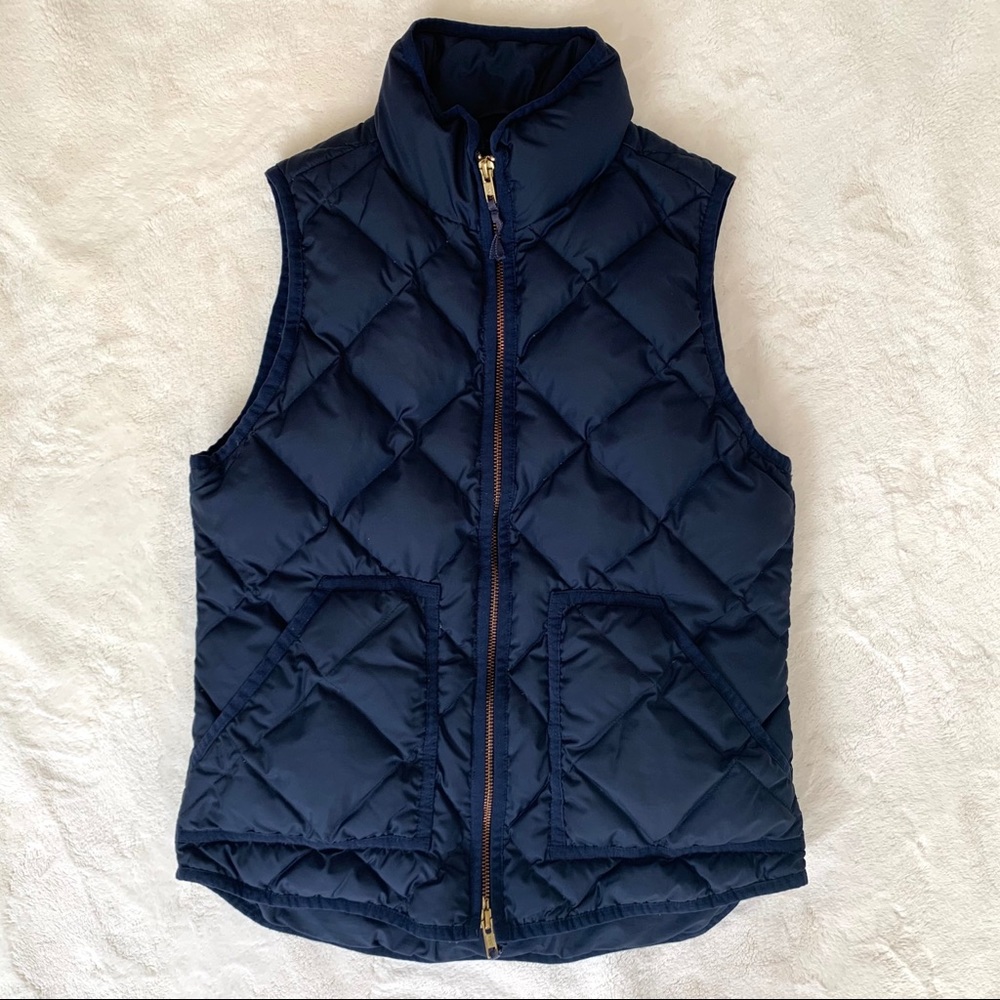 J. Crew Quilted Puffer Down Vest Navy XS